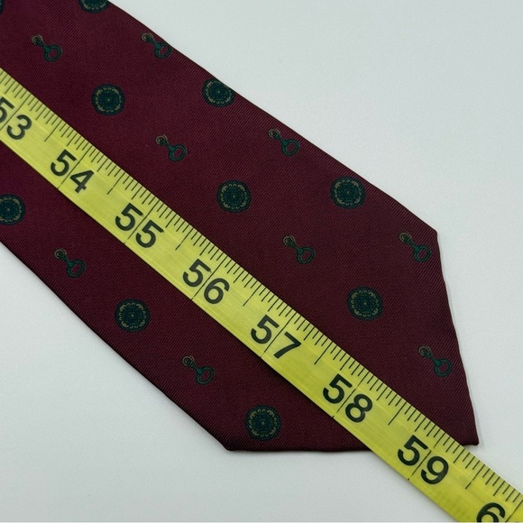 Lanvin Burgundy Patterned Pure Silk Tie Made in Italy - Picture 4 of 7